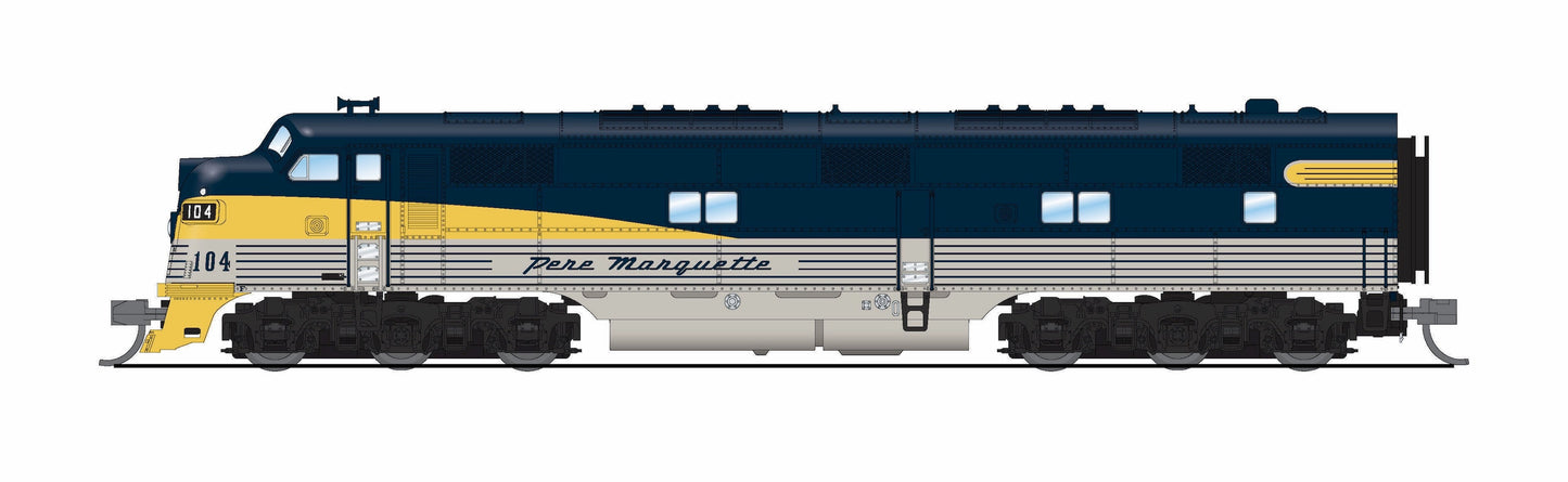 10226 EMD E7A, Pere Marquette #104, Tri-Color Streamliner Scheme, No-Sound / DCC-Ready, N