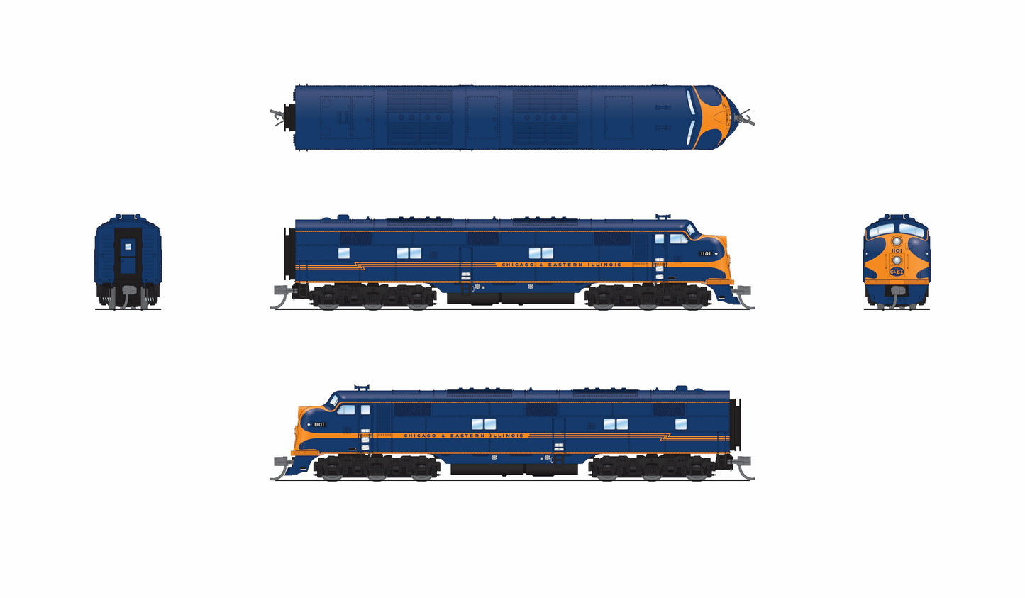 10251 EMD E7A, C&EI 1101, Blue & Orange, Paragon4 Sound/DC/DCC, N