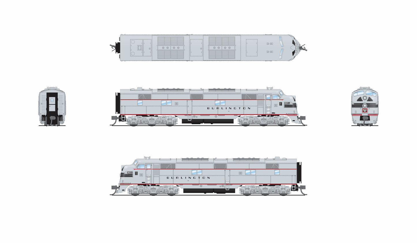 10255 EMD E7A, CB&Q 9922B, Stainless w/ Black Stripes, Paragon4 Sound/DC/DCC, N