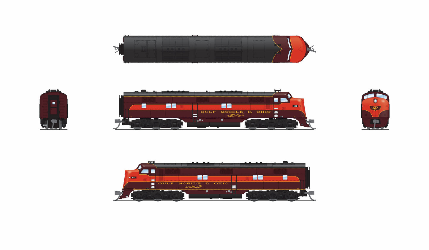 BLI 8833 EMD E7A, GM&O 101A, As-Delivered, Paragon4 Sound/DC/DCC, N