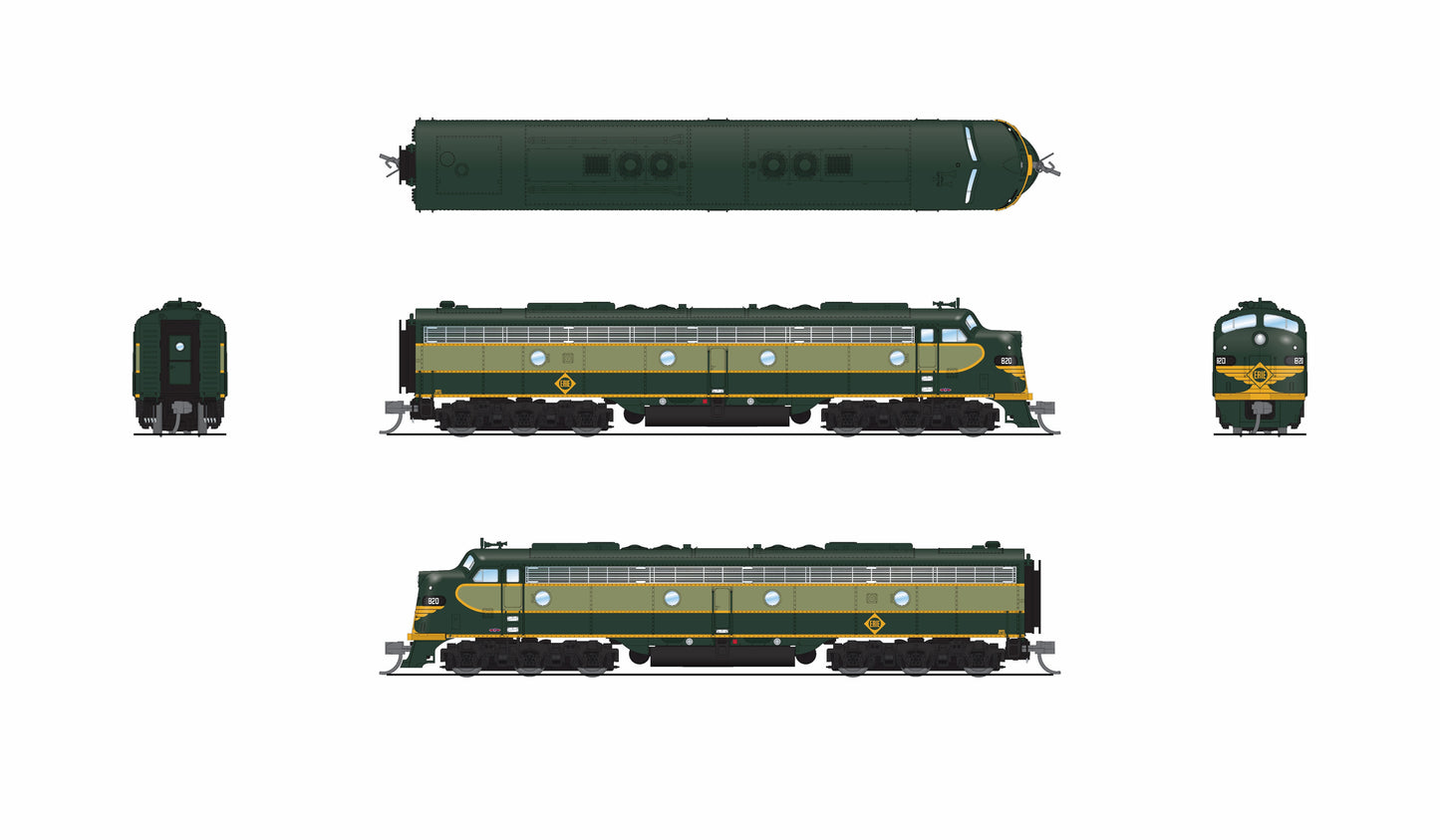 BLI 8836 EMD E8A, Erie 820, Two-Tone Green, Paragon4 Sound/DC/DCC, N