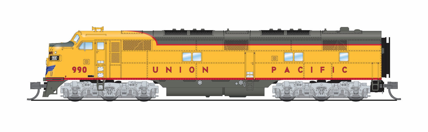 10239 EMD E7 A/B Set, UP 990 / 990B, Yellow & Gray, 1960's Appearance, A-unit No-Sound / DCC-Ready, Unpowered B, N
