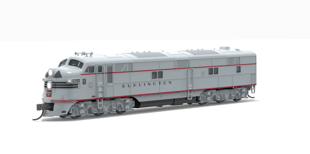 BLI EMD E7A, CB&Q 9922A, Stainless w/ Black Stripes, ESU LokSound Sound/DC/DCC, N