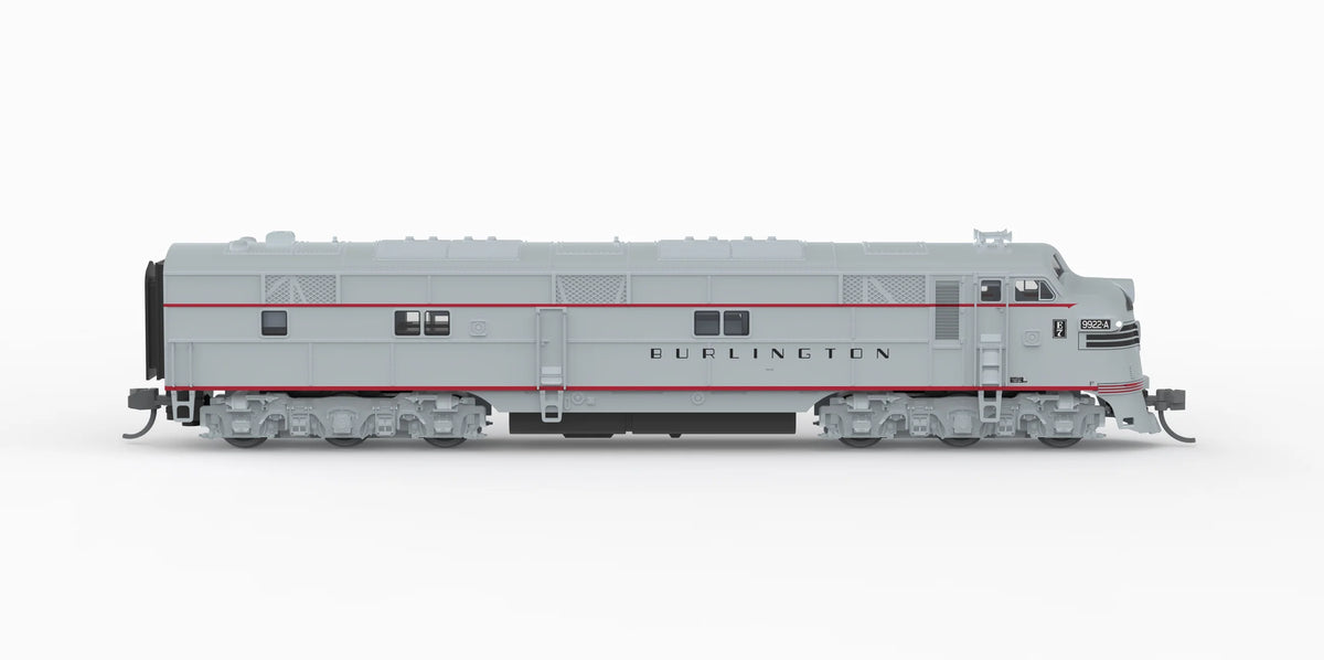 BLI EMD E7A, CB&Q 9922A, Stainless w/ Black Stripes, ESU LokSound Sound/DC/DCC, N