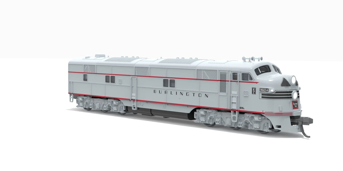 BLI EMD E7A, CB&Q 9922A, Stainless w/ Black Stripes, ESU LokSound Sound/DC/DCC, N