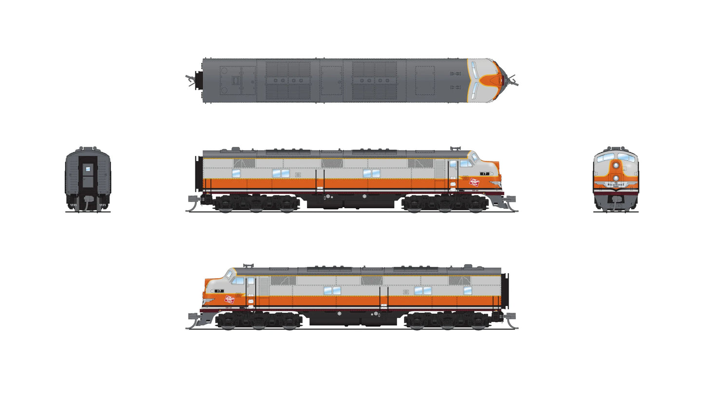 BLI 8794 EMD E7A, MILW 17A, Gray & Orange, No-Sound / DCC-Ready, N