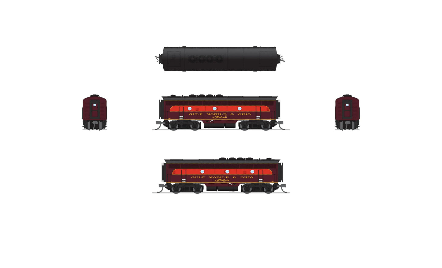 BLI 9209 EMD F3 A/B, GM&O 883A, B80, Maroon & Imitation Gold, A-Unit Paragon4 Sound/DC/DCC, B-Unit Unpowered, N